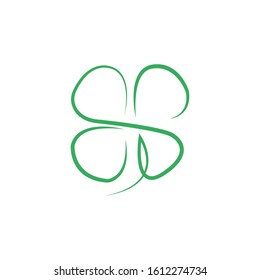 abstract clover line logo design vector illustration with green color isolated on white background