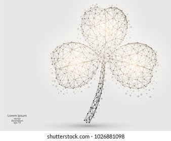 Abstract Clover with three leaves sign icon. It consists of triangles, lines in the starry sky. The symbol of St. Patrick's day. Vector illustration of the EPS 10.