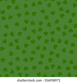 Abstract Cloverleaf Shamrock Green Seamless Saint Patricks Day Pattern Background. Pattern Texture  for Wallpapers, Fills, Web Page, Wrapping Paper, etc. Vector Illustration for Holiday Design.