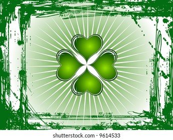 Abstract Clovers with Grunge Background Vector Illustration