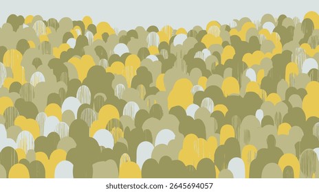 Abstract clumps depict foliage landscape with vertical lines sunny day