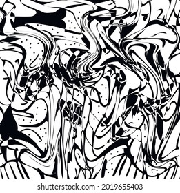 An abstract cluster of black lines imitates flowing mascara.