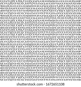 An abstract cluster consists of the letter X. All characters are arranged in horizontal rows.