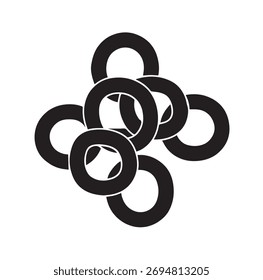 Grupo abstrato de anéis ou círculos entrelaçados sobrepostos