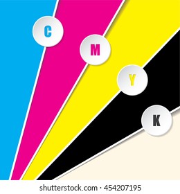 Abstract cmyk background with 3d buttons and CMYK text