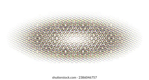 Abstract cmyk elliptic ring with blur. Vector illustration with a dot pattern.