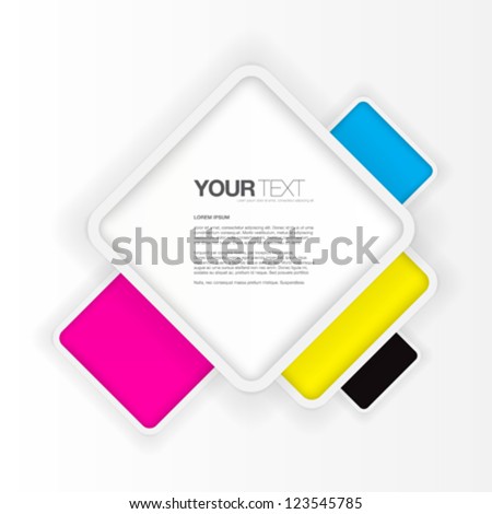 Abstract CMYK rounded squares text box design vector