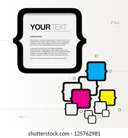 Abstract CMYK text box design vector background