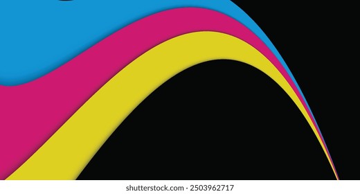 Abstract cmyk wavy background. Modern corporate desing wallpaper. Overlap sheets of paper in cmyk colors