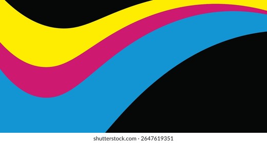 Abstract cmyk wavy background. verlap sheets of paper in cmyk colors.