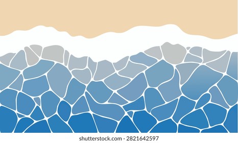 Abstract Coastal Pebble Beach Background Vector with Ocean Waves and Sand