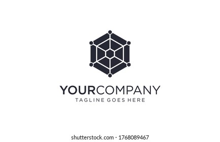 Abstract cobweb with hexagon shape for the logo design vector editable on white background	
