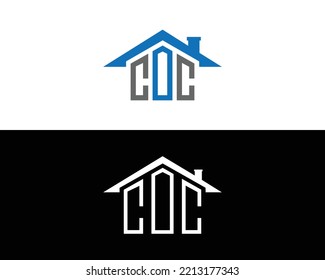 Abstract COC, CDC Letter Creative Home Shape Logo Design. Unique Real Estate, Property, Construction Business Identity Vector Icon. 