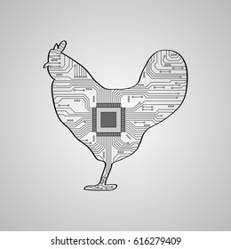 Abstract cock. Electronic circuit. Vector illustration. Abstract background.