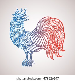 Abstract cock hand draw