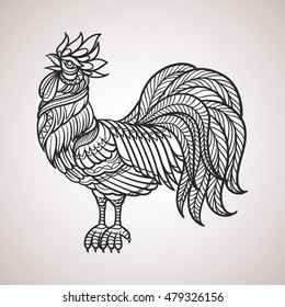 Abstract cock hand draw
