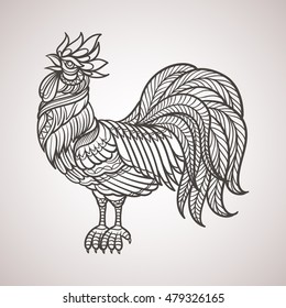 Abstract cock hand draw
