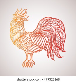 Abstract cock hand draw