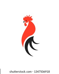 Abstract cock. Logo. Isolated cock on white background. Creative animal