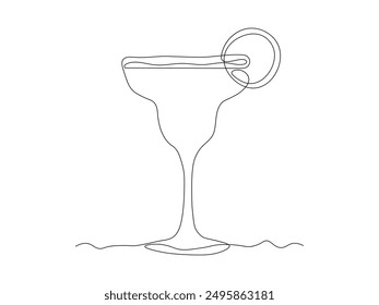 Abstract cocktail margarita, martini, alcohol, lemonade,bar. continuous single line art drawing sketch, logo  