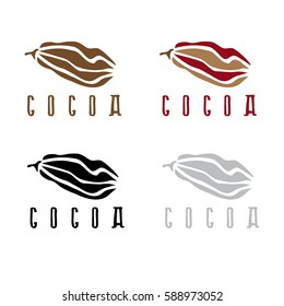 abstract cocoa beans vector deign template set