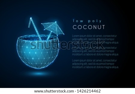 Abstract  coconut drink.  Low poly style design.