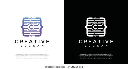 Abstract coding technology logo design template.	