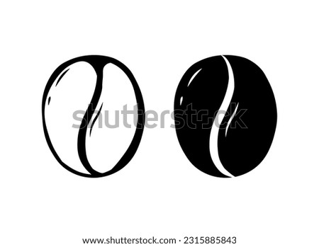Abstract cofee bean icon set isolated on white background. Flat vector logo illustration. Roasted coffee drink shop emblem.