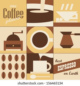 Abstract coffee background. Set of symbolic pictures.