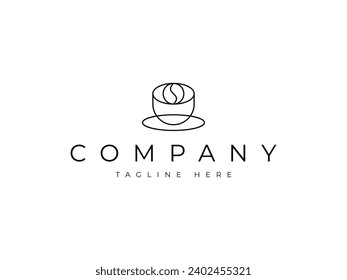 abstract coffee bean with cup line logo design