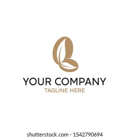 Abstract coffee bean, paws leaf vector logo
