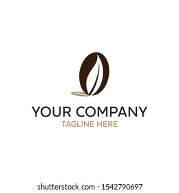 Abstract coffee bean, paws leaf vector logo