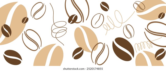 Abstract coffee bean theme banner template line design.