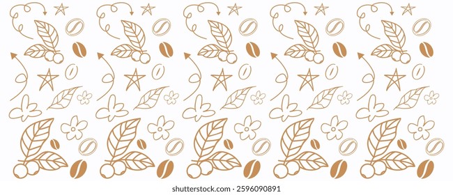 Abstract coffee bean themed banner template line design.