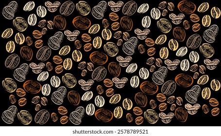 abstract coffee beans background a vector design illustration for poster and backdrop