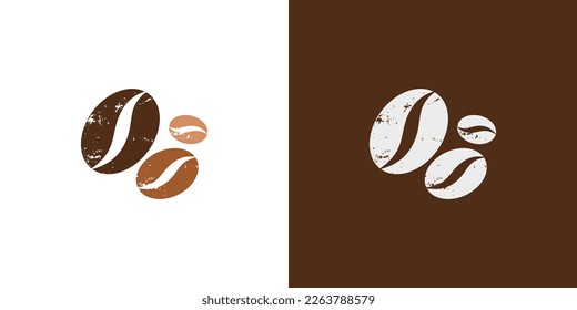 Resumen de los granos de café en fondo blanco. Estilo Grunge. Ilustración vectorial.