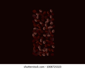Abstract coffee beans pattern. Creative modern design. Dark brown Background. Vector illustration for invitation, card, celebration, party, carnival, festive holiday and Your project.