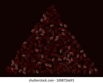 Abstract coffee beans pattern. Creative modern design. Dark brown Background. Vector illustration for invitation, card, celebration, party, carnival, festive holiday and Your project.