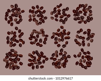 Abstract coffee beans pattern. Creative modern design. Gentle pastel Background. Vector illustration for invitation, card, celebration, party, carnival, festive holiday and Your project.