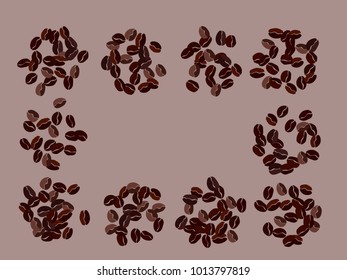 Abstract coffee beans pattern. Creative modern design. Gentle pastel Background. Vector illustration for invitation, card, celebration, party, carnival, festive holiday and Your project.