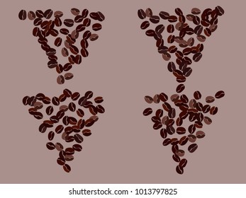 Abstract coffee beans pattern. Creative modern design. Gentle pastel Background. Vector illustration for invitation, card, celebration, party, carnival, festive holiday and Your project.