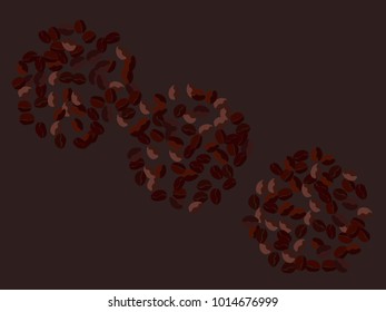 Abstract coffee beans pattern. Creative modern design. Dark brown Background. Vector illustration for invitation, card, celebration, party, carnival, festive holiday and Your project.