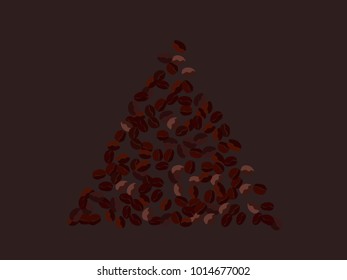 Abstract coffee beans pattern. Creative modern design. Dark brown Background. Vector illustration for invitation, card, celebration, party, carnival, festive holiday and Your project.