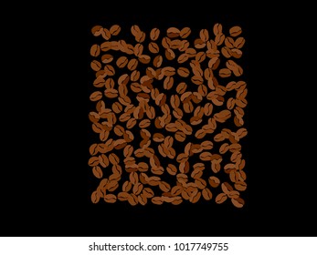 Abstract coffee beans pattern. Creative modern design. Black Background. Vector illustration for invitation, card, celebration, party, carnival, festive holiday and Your project.