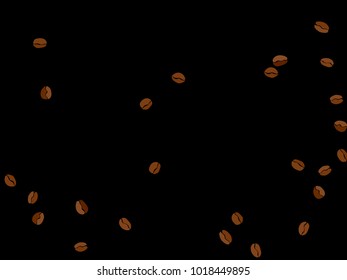 Abstract coffee beans pattern. Creative modern design. Black Background. Vector illustration for invitation, card, celebration, party, carnival, festive holiday and Your project.