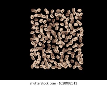 Abstract coffee beans pattern. Creative modern design. Black Background. Vector illustration for invitation, card, celebration, party, carnival, festive holiday and Your project.