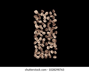 Abstract coffee beans pattern. Creative modern design. Black Background. Vector illustration for invitation, card, celebration, party, carnival, festive holiday and Your project.