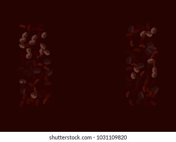 Abstract coffee beans pattern. Creative modern design. Dark brown Background. Vector illustration for invitation, card, celebration, party, carnival, festive holiday and Your project.
