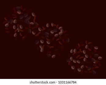 Abstract coffee beans pattern. Creative modern design. Dark brown Background. Vector illustration for invitation, card, celebration, party, carnival, festive holiday and Your project.