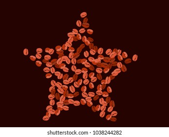Abstract coffee beans pattern. Creative modern design. Dark brown Background. Vector illustration for invitation, card, celebration, party, carnival, festive holiday and Your project.